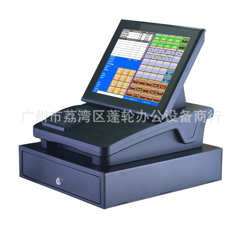 马来外贸英文收款机嵌入式触摸屏一体机餐饮快餐收银机奶茶收款机