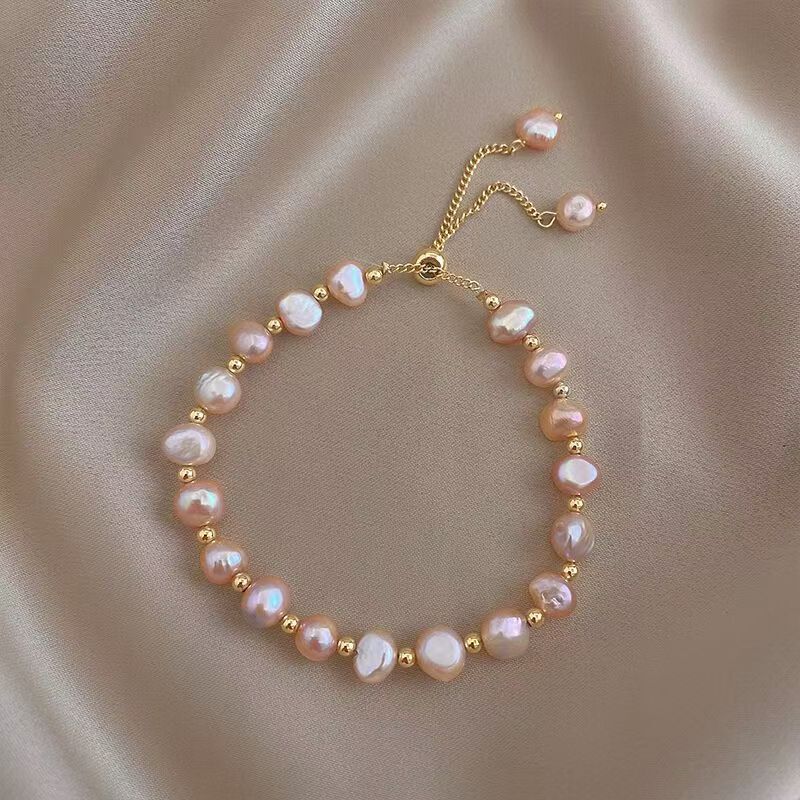 Baroque Style Irregular Pearl Pull-Out Bracelet for Women, Light Luxury Niche Irregular Exquisite Cross-Border Wholesale Jewelry