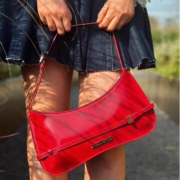 French Niche Design Jacquemus High-Quality One-Shoulder Satchel Cowhide Bag Red Wedding Bag Armpit Bag for Women