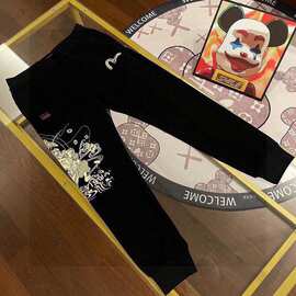 一件代发 2025春季新款潮牌福神男士印花佛头卫裤休闲裤长裤