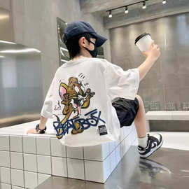 童装男童百搭短袖t恤夏装2025新款儿童中大童夏季男孩夏款上衣潮t
