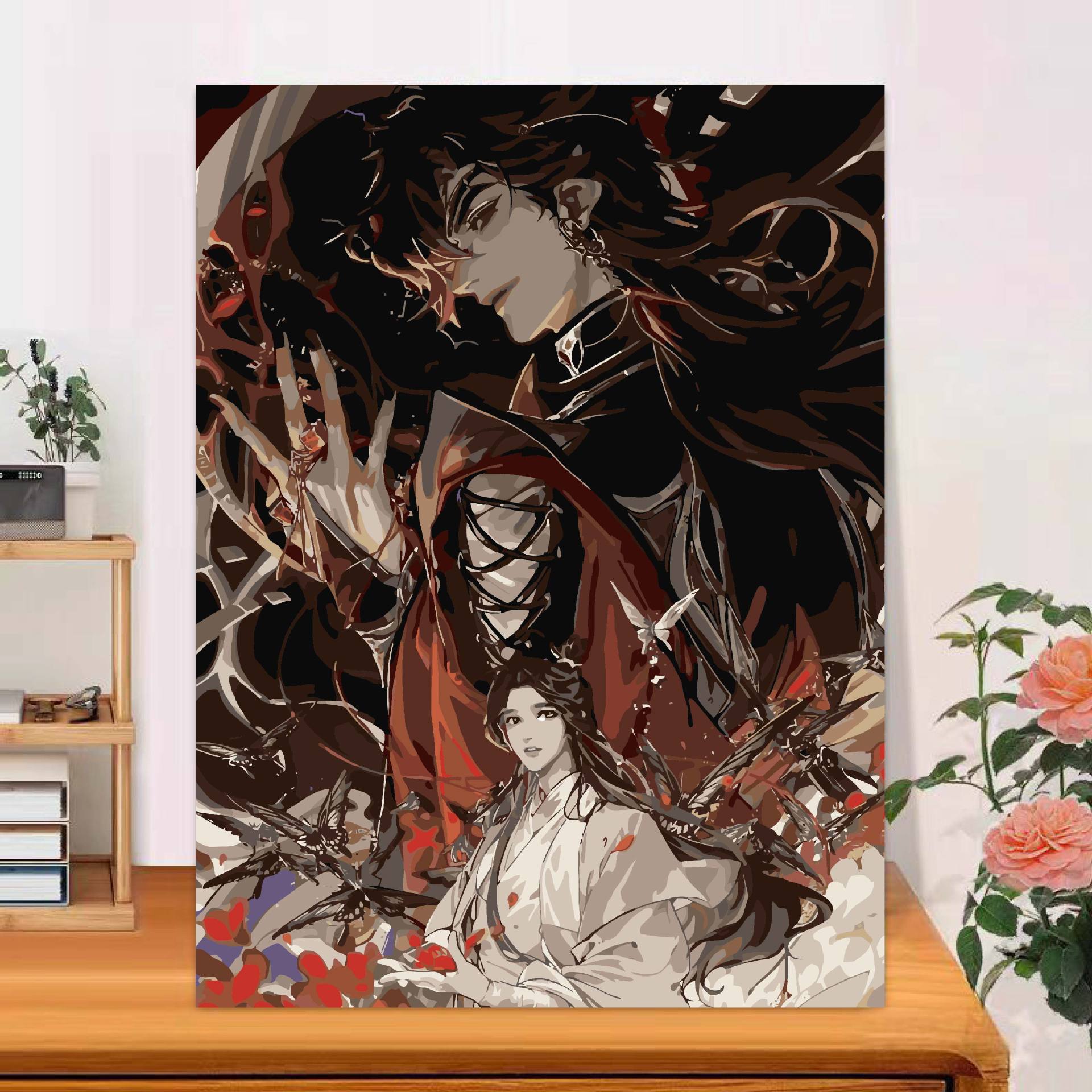 Tianguan bendijo pintura al óleo digital personajes animados a mano diy relleno pintura de color corazón comprensión de presión pintura al óleo a mano