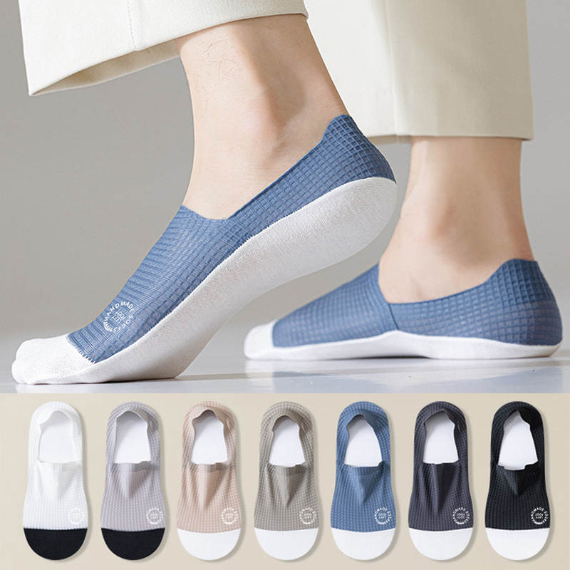 Cross-Border Popular Waffle Socks, Ultra-Thin Breathable Sweat-Absorbing Invisible Socks for Summer, Silicone Non-Slip Boat Socks for Men Cross-Border Popular Waffle Socks, Ultra-Thin Breathable Sweat-Absorbing Invisible Socks for Summer, Silicone Non-Slip Boat Socks for Men