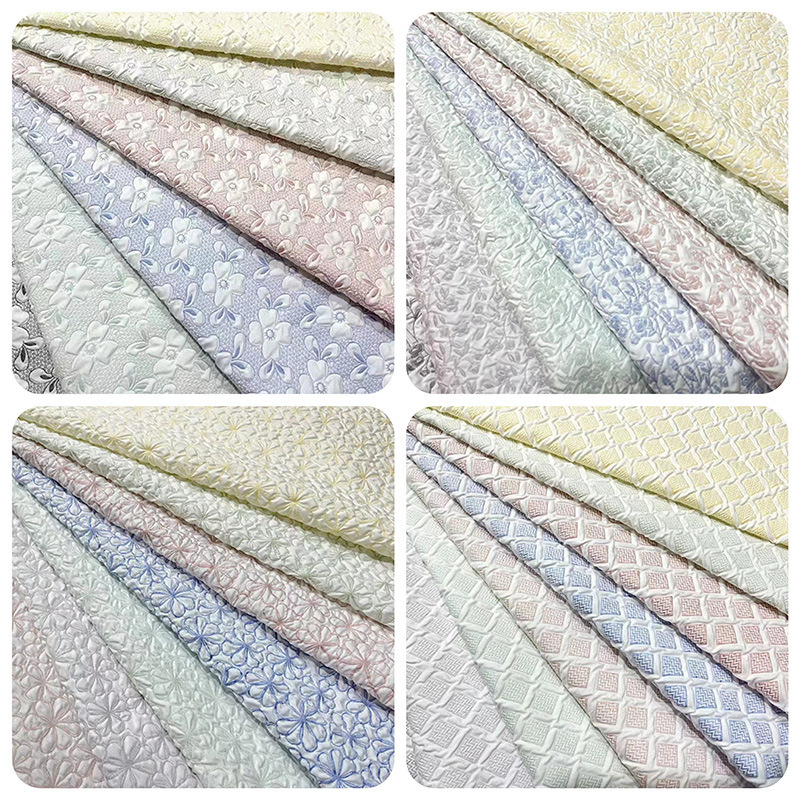 2026 New Product 3D Embossed Textured Fabric for Jackets, Clothing, Accessories, Bags, Crinkled Foam Fabric in Stock