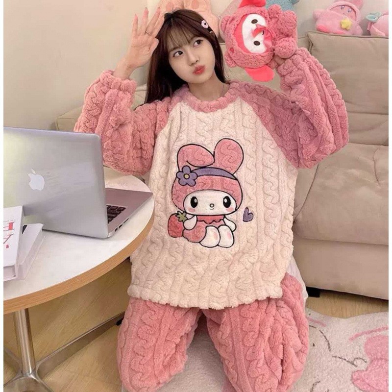 Conjunto de Pijama para Mujer de Terciopelo de Coral, Cálido, Cómodo y Grueso, para Casa y Exterior image 3