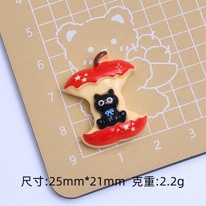 可爱苹果小黑猫卡通diy饰品配件奶油胶树脂小配件洞洞鞋扣材料包|undefined