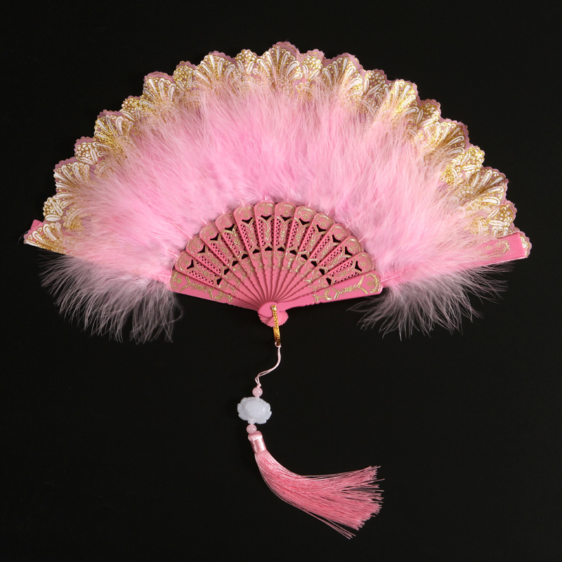 Lolita nuevo clásico ventilador plegable en línea popular estilo retro baile cheongsam pasarela Palacio fan Hada chica ventilador de plumas image 16