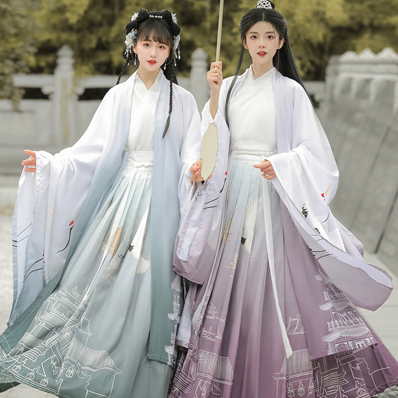 魏晋风成人汉服女中国风大袖衫交领齐腰襦裙古装男情侣款春夏季装