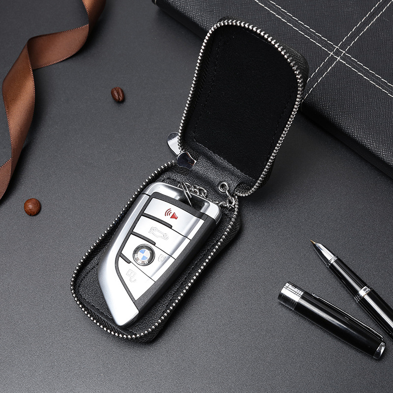 Patrón de cocodrilo curvado caja de la llave del coche primera capa de piel de vaca de gran capacidad bolsa de cuero genuino hombres y mujeres de la cadena dominante multifuncional