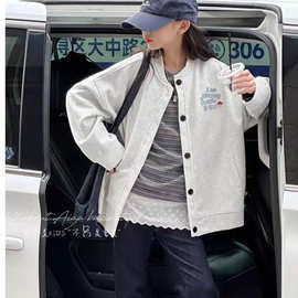 发泡印花工艺  棒球服女童开春外套2025新款儿童洋气时髦夹克