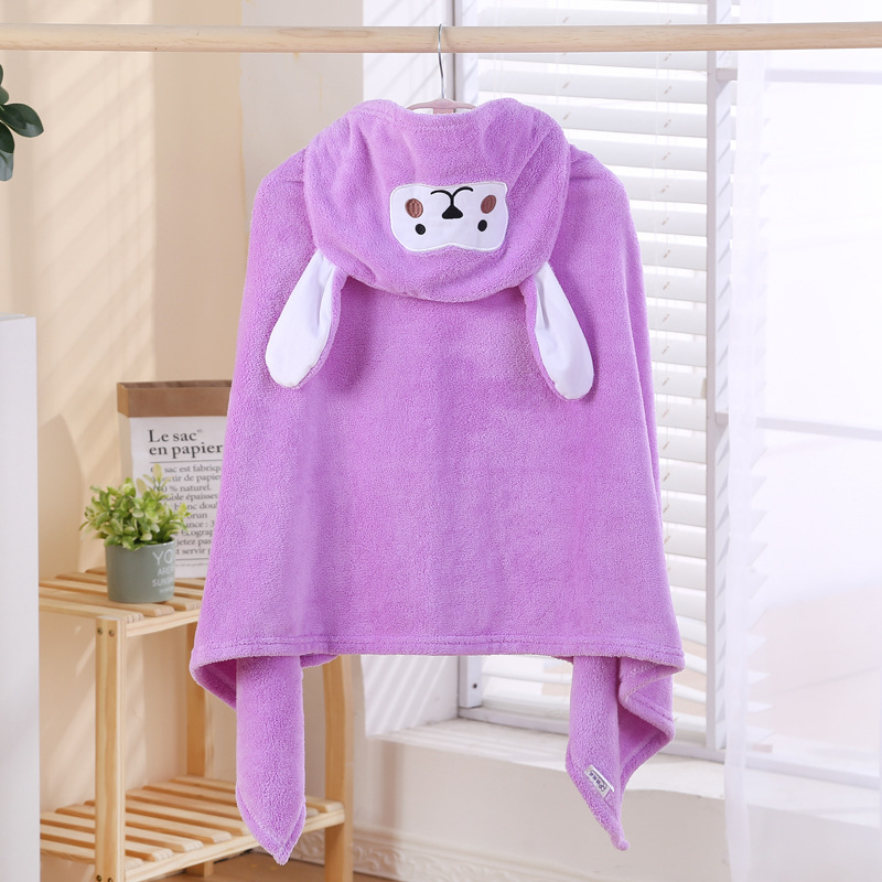 Toalla de baño de terciopelo coral con capucha, poncho absorbente, albornoz con capucha bordado para bebé, manta infantil de dibujos animados. image 15