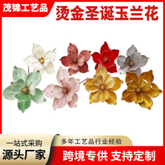 クロスボーダーのクリスマスの花の装飾品の高級な箔押しの工芸は花のクリスマスの花の頭をシミュレーションします。