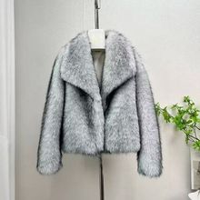 狐狸毛毛毛皮外套仿皮秋冬短款皮草时尚翻领宽松新款