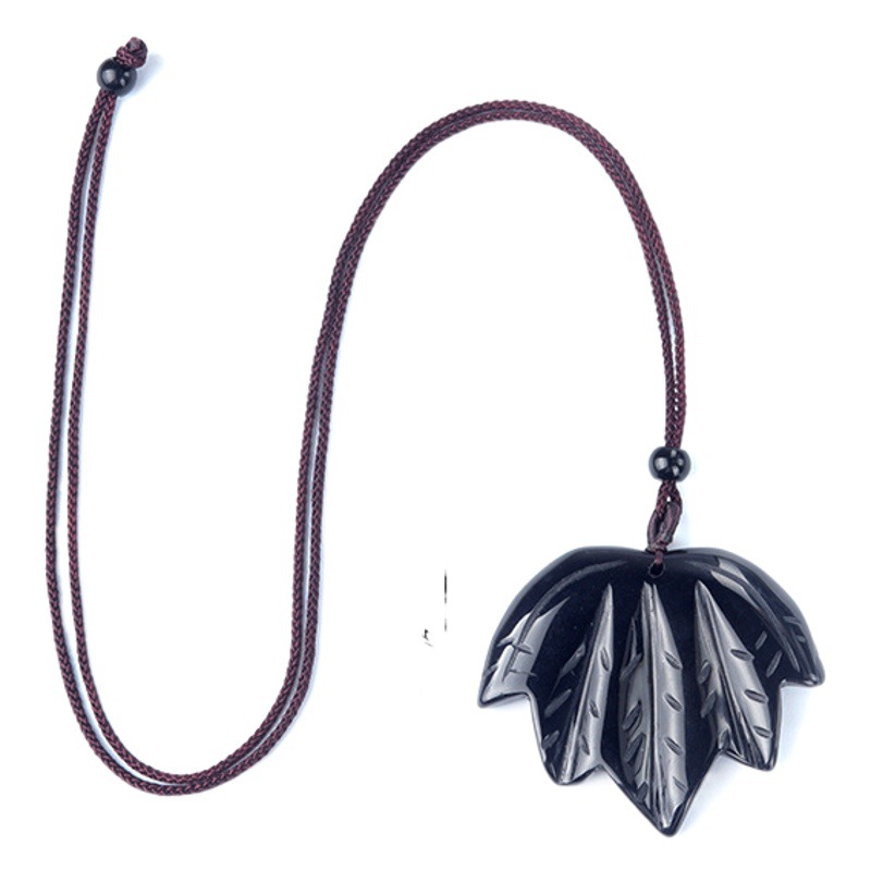 1689-piedra de ágata de cristal natural collar de hoja de arce canadiense piedra de ojo de tigre collar de hoja de cristal Rosa suministro transfronterizo