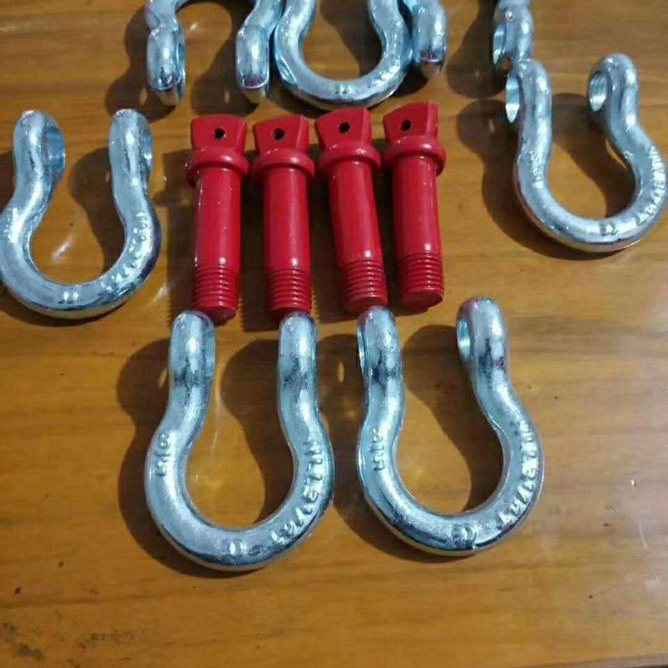 美式弓形2T卸扣D型卡环4吨国标起重马蹄链接扣8T高强度带螺母吊环