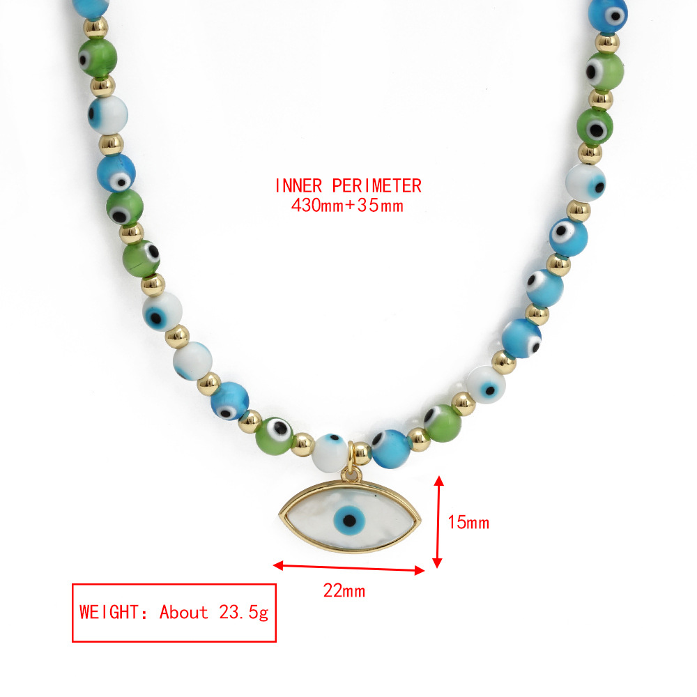 Simple Style Devilu0027S Eye Copper Beaded Necklace 1 Piece