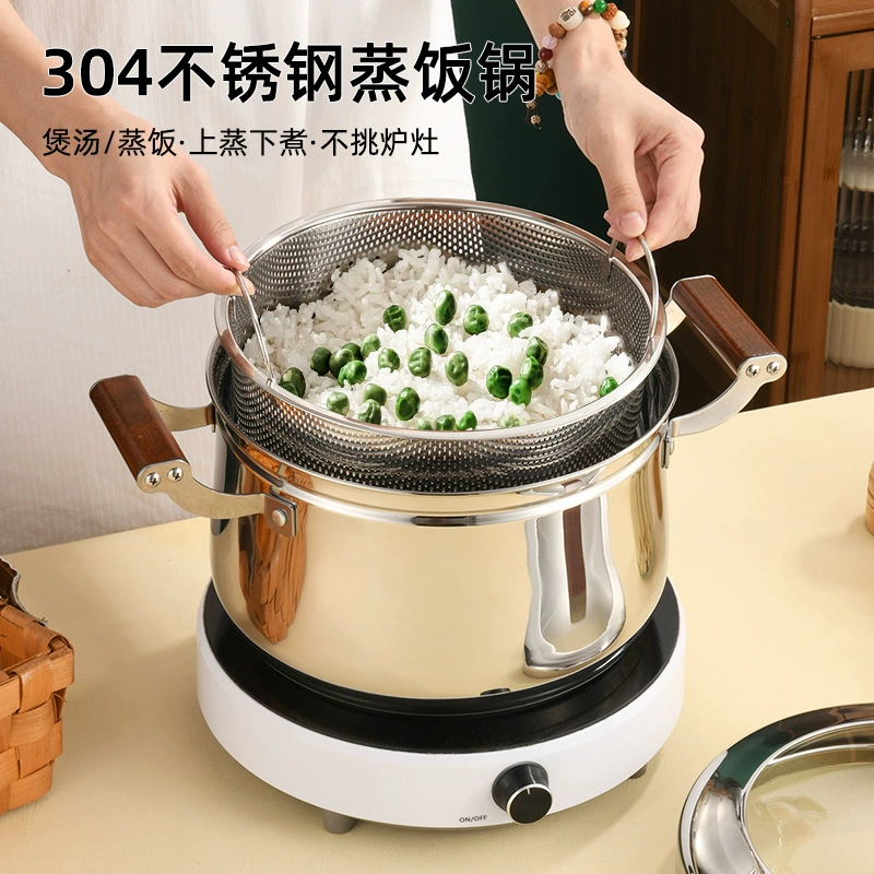 Прямой продажа от производителя 304 нержавеющая сталь пароваяrice cooker многофункциональная японский стиль паровая кастрюля бытовой композитный дно густой суп пароварка