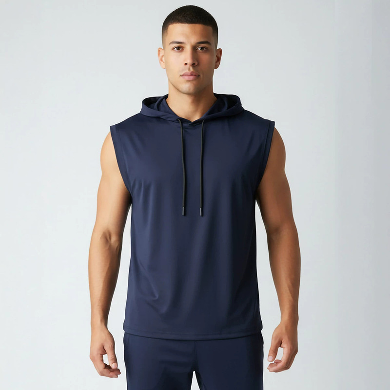 Foreign Trade 2026 Summer Men's Solid Color Sleeveless Versatile Fashion Sports Slim Fit Fitness Top Hoodie Wholesale Foreign Trade 2026 Summer Men's Solid Color Sleeveless Versatile Fashion Sports Slim Fit Fitness Top Hoodie Wholesale