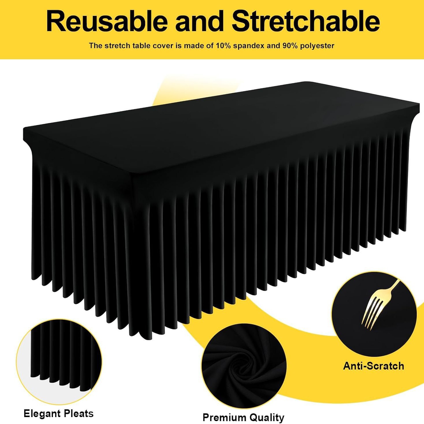 Mantel de spandex de seda de leche mantel elástico ajustado elástico de 1,8 m mantel lavable rectangular falda de mesa de banquete al aire libre