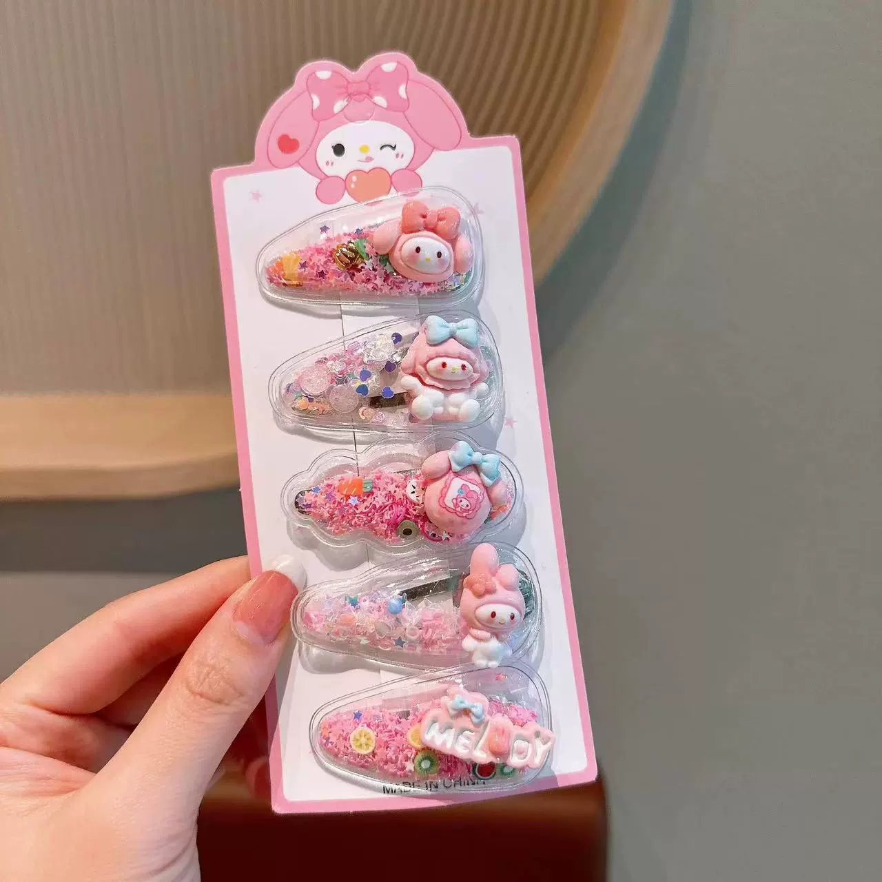 Набор аксессуаров для волос (Hello Kitty) — 10 штук милых японских мультяшных заколок, шпильки и резинки, розовый