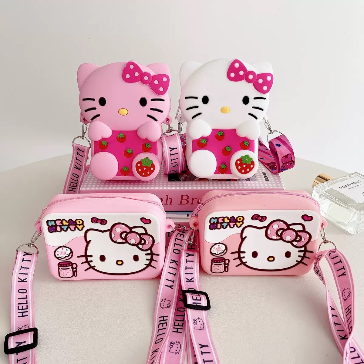 Popular Cartoon Kitten Silicone Coin Purse, Cute Children's Crossbody Bag, Children's Crossbody Storage Bag, Earphone Bag