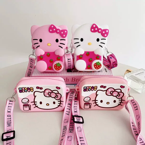 Popular Cartoon Kitten Silicone Coin Purse, Cute Children's Crossbody Bag, Children's Crossbody Storage Bag, Earphone Bag