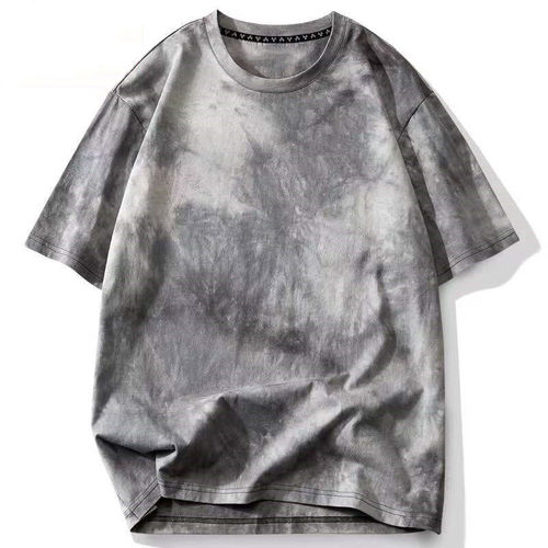 Retro Tie-Dye T-Shirt Summer Unisex Half-Sleeve Loose Top Hong Kong Style Printed Streetwear Couple Short Sleeve