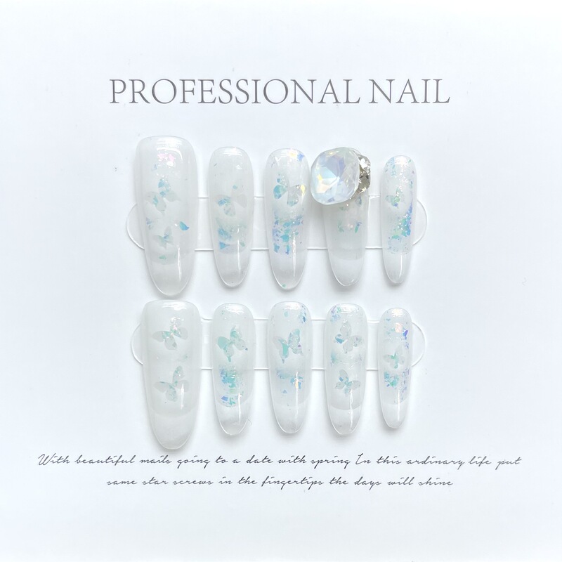 Blooming butterfly nail art hollow butterfly fairy thin flash wear nail sequins detachable nail nail nail piece wear nail