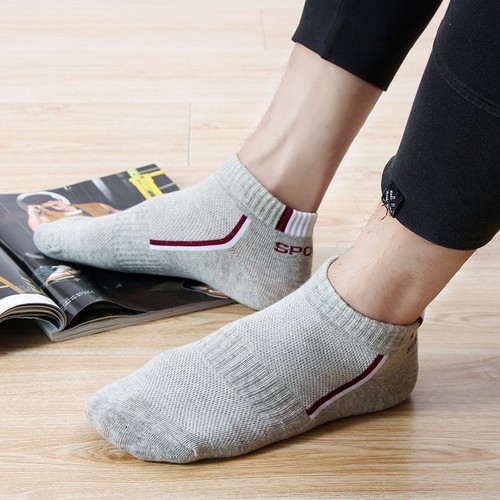 Men's Ankle Socks with Letter Mesh Crew Socks Spring and Summer Light Mouth Breathable Sports Anti-Odor Matchable Pure Cotton Crew Socks Wholesale