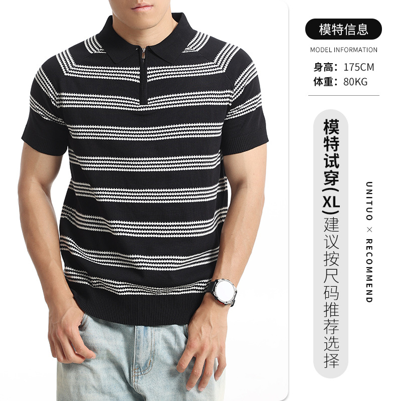 Hielo para hombres Old Money Style Polo de punto de manga corta de verano de negocios Casual Paul camiseta de hombre