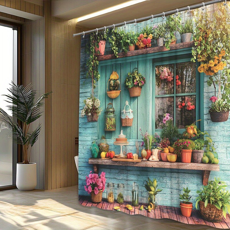 Amazon Cross-Border E-Commerce Country Style Kitchen Wall Shower Curtain, Polyester Fabric, Usa, Europe, North America