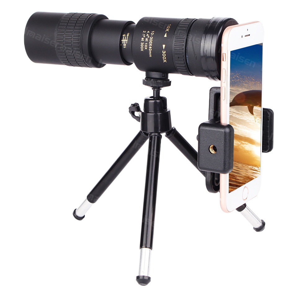 10-300x40 zoom continuo HD BAK4 monocular óptico completo al aire libre telescopio de la cámara del teléfono móvil del telescopio