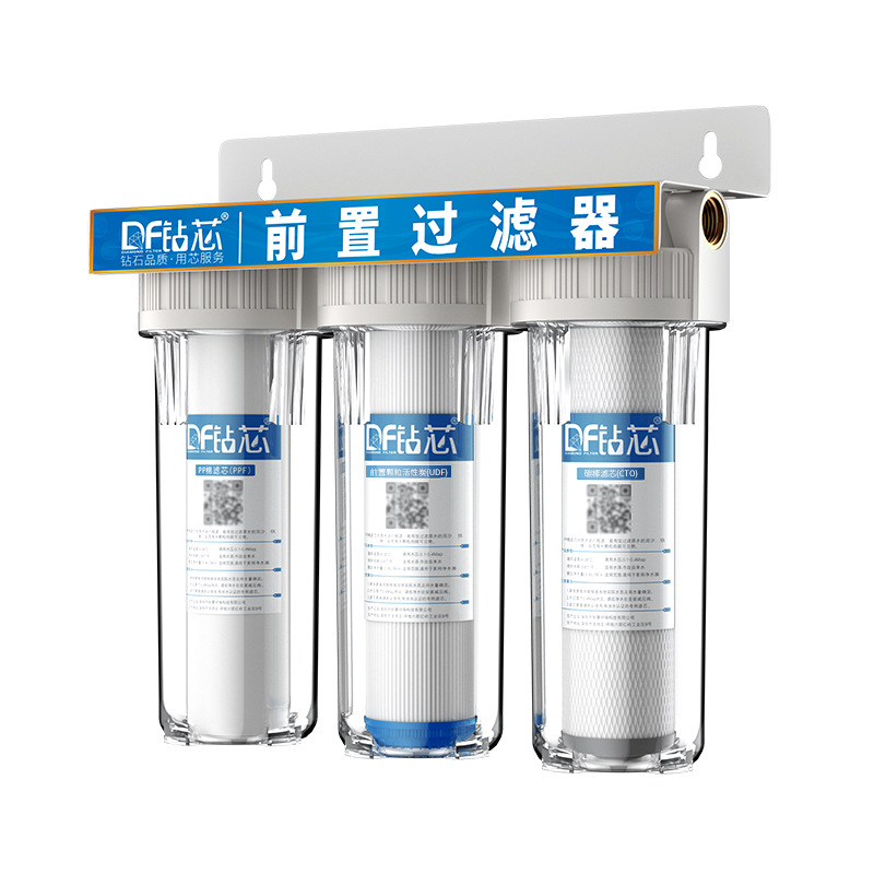 Prefiltro de Agua para Grifo, Botella de Filtro Transparente de 10 Pulgadas, Tres Etapas, Boca de Cobre, Filtración de Agua para Cocina y Hogar