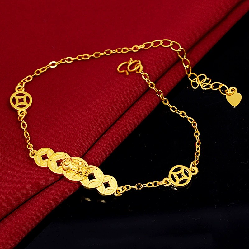 Brass bracelet, chain, retro coins, Birthday gift