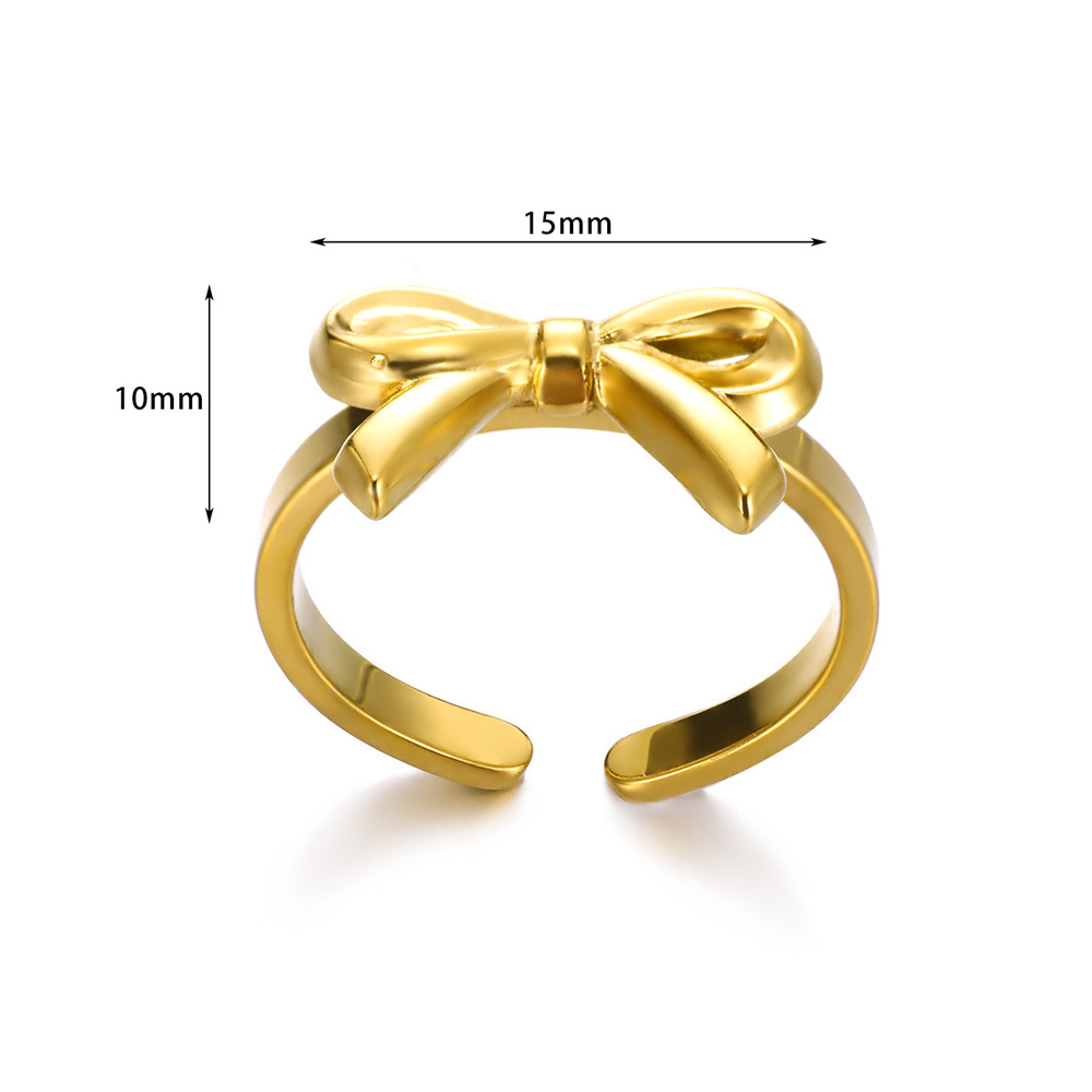 5g Weight 0.03µm-0.05µm Gold Plating Thickness PVD Coated Gold Plating Process 18K Real Gold Plated Plating Material Stone-Free Inlay Material Open Rings Classification 1 Piece Quantity Holiday, Daily Occasion 304 Stainless Steel Material Bow Knot Pattern All Seasons Season Women's Gender Vacation, Simple Style Style Waterproof Non Tarnish Craft PVD Coated Real Gold Plated Bow Knot 304 Stainless Steel Vacation Simple Style Waterproof Non Tarnish Open Rings 8