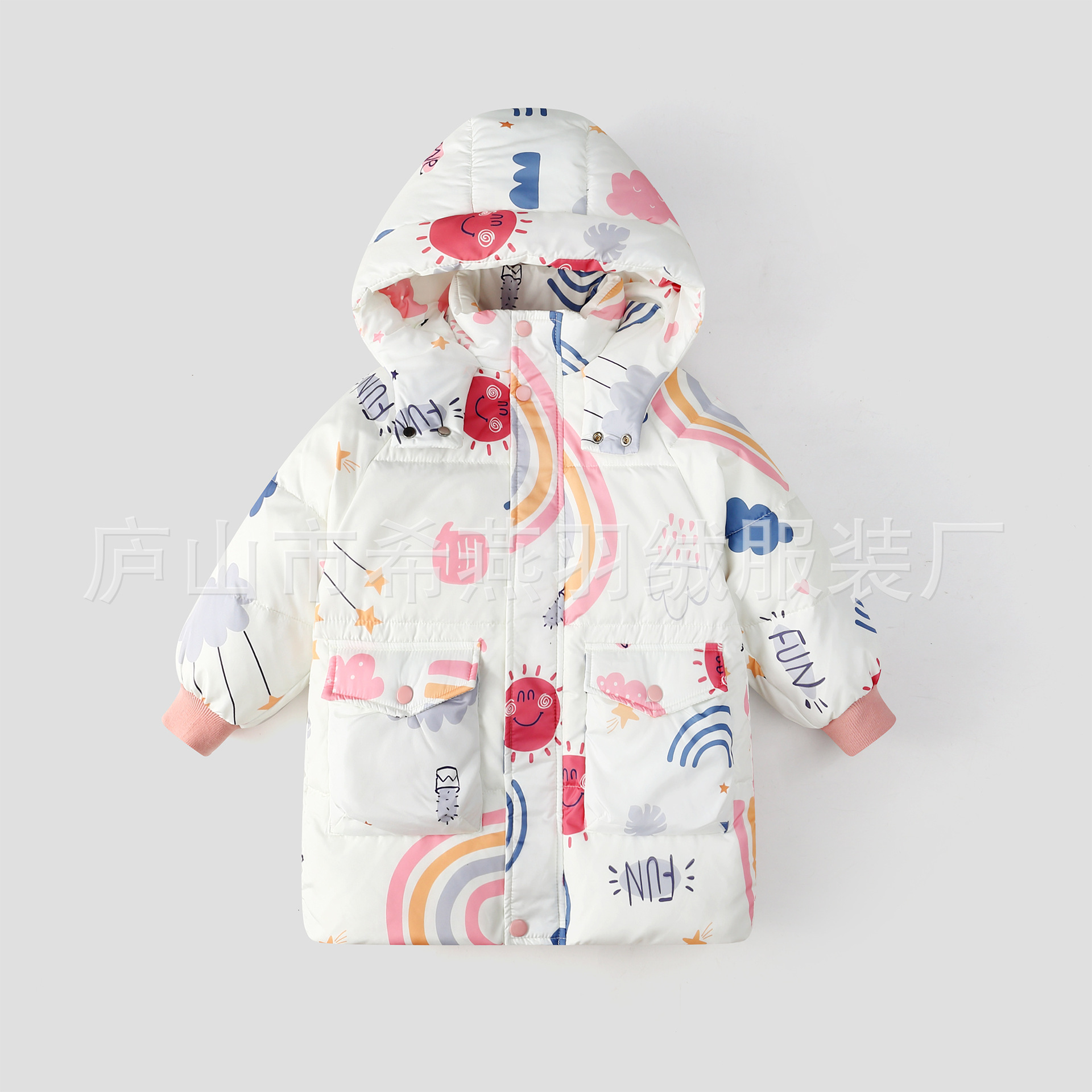 Ropa de invierno de longitud media estampada para niños, ropa de abrigo para niñas y niños