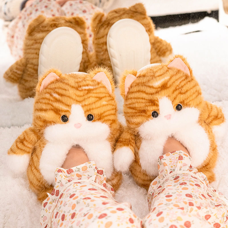 猫咪棉拖鞋毛毛绒情侣保暖女秋冬季室内居家厚底月子冬天儿童女士