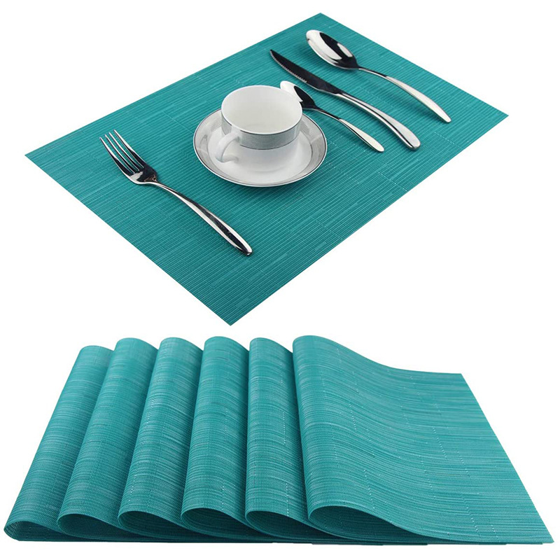 PVC mantel de bambú posavasos vinilo lavable estera de mesa fácil de limpiar Mesa tejida estera posavasos