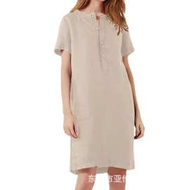 wish亚马逊独立站棉麻连衣裙 wish热卖女装 一片式连衣裙服装工厂