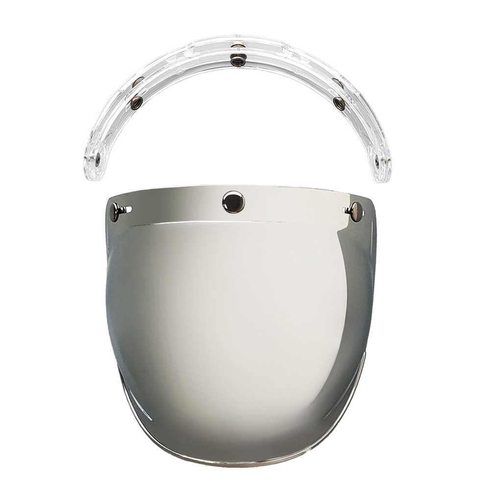 Helmet Bubble Lens Curved Three-Button Electroplating Motorcycle Retro Helmet Mirror Guard Uv Protection Sun Protection
