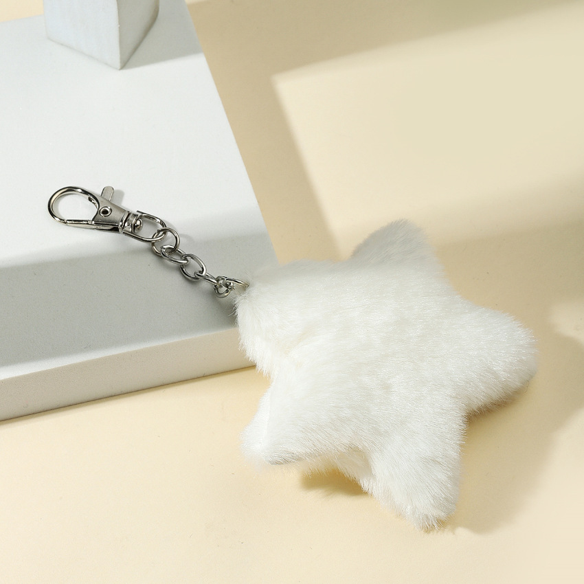 15g Weight Bag Pendant, Keychain Classification 1 Piece Quantity Daily, Street Occasion Imitation fur, Alloy Material Star Pattern Cute Style 1 Piece Cute Star Imitation Fur Alloy Bag Pendant Keychain 5