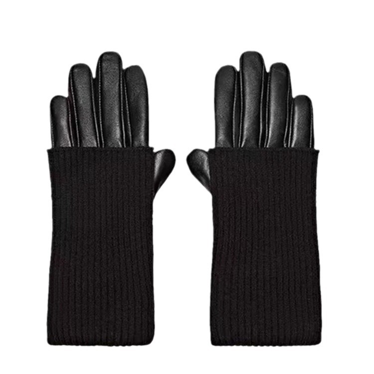 Invierno de las nuevas mujeres de Ciclismo de piel de oveja guantes de cuero de las mujeres de conducción de longitud media forrado de lana gruesa guantes calientes