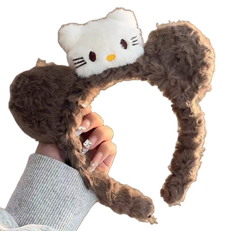 Nuevo tipo de peluche divertido Kitty cabello de gato lindos dibujos animados adornos para el cabello otoño y invierno lavado de la cara especial cabello al por mayor
