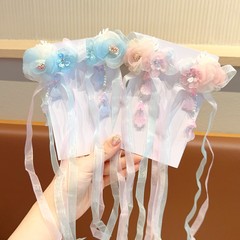 Ancient-style floral butterfly hairpin with tassels, a Hanfu head accessory, and a fairy-like princess hair clip with pearl and glass pendant.