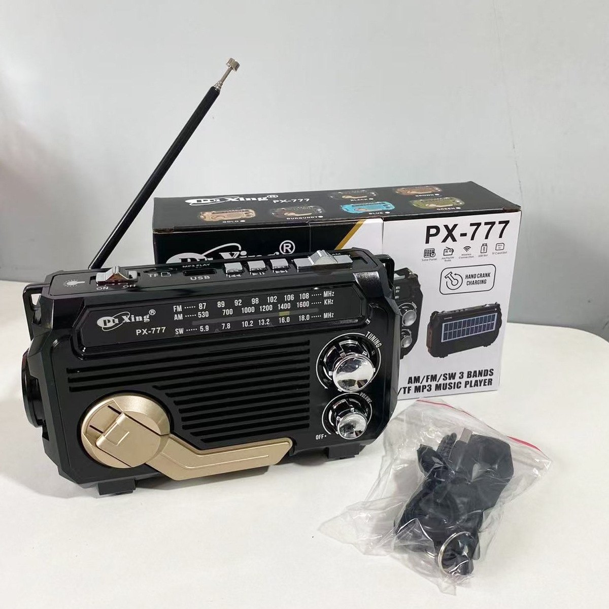 Radio multifunción portátil transfronteriza Radio AM Tarjeta Bluetooth estable PX-77 de audio multibanda