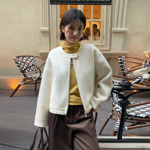 MOXI 十三行女装2025冬季新款韩版羊毛大衣短款毛呢双面羊绒外套