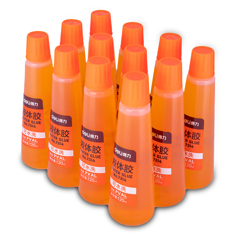 Pegamento líquido Deli 7316/7317 de 120 ml, pegamento de gran capacidad con punta de esponja, fuerte adhesión, suministros de oficina