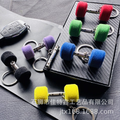 ジムギフトアクセサリー フィットネス機器 ダンベルキーホルダー PVC製ぬいぐるみ 六角形小型ダンベルペンダントキーチェーン