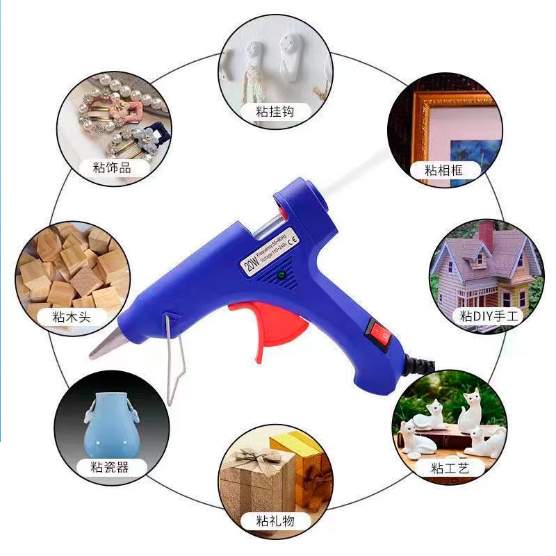 Pistola de pegamento de fusión en caliente genuina, boca fina hecha a mano, grado industrial, 100w, pegamento automático, barra de pegamento de 20w, pistola de fusión en caliente para niños domésticos
