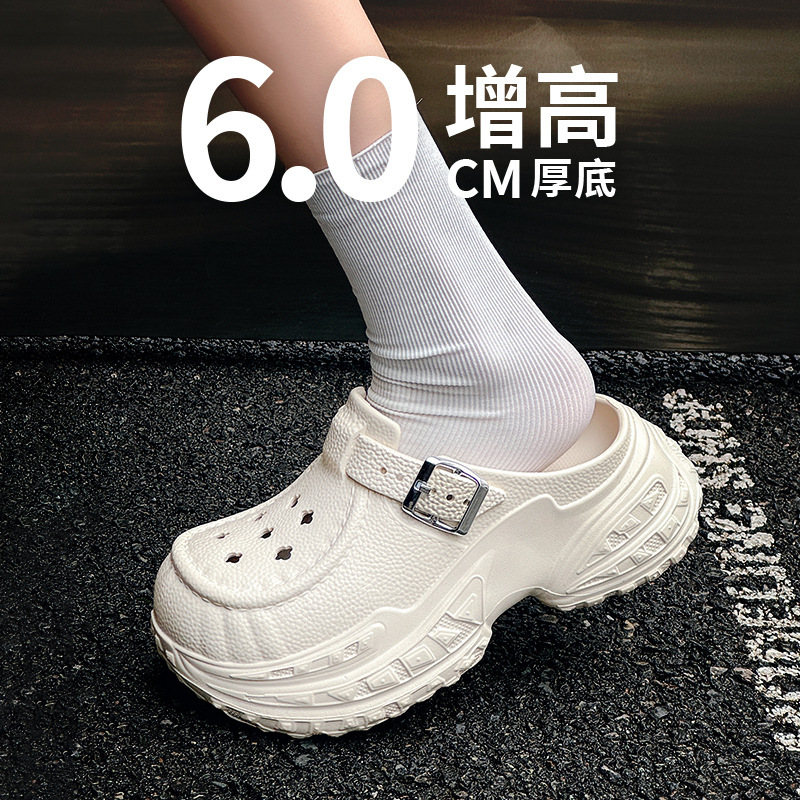 Qidan Shoe Factory Summer Hole Shoes Women's EVA Thick Sole Increased Non-slip Home Outfit Baotou Beach Sandals